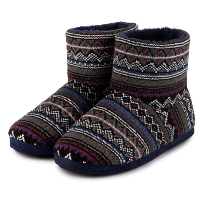 totes toasties® Mens Fair Isle Boot Slippers Multi Extra Image 2